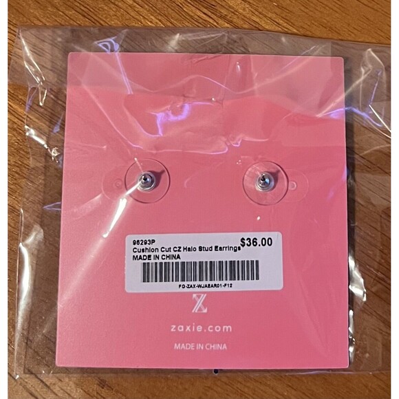 Zaxie Stephanie Taylor Cushion Cut Cubic Zirconia CZ Halo Stud Earrings $36 - Picture 4 of 5